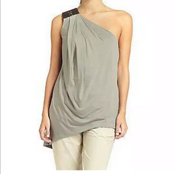 NWT KAUFMANFRANCO one-shoulder tunic top leather S